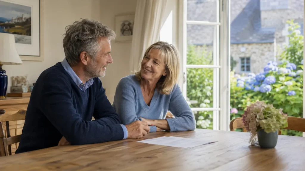 Couple échangeant sur la valeur de sa maison